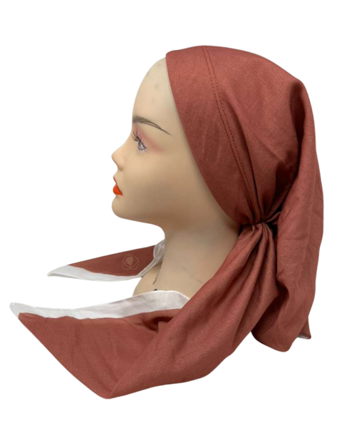 It's Younique OB-SOL-TOBWH Tobacco and White Border Pre-Tied Open Back Bandanna with Velvet Grip Myselflingerie.com