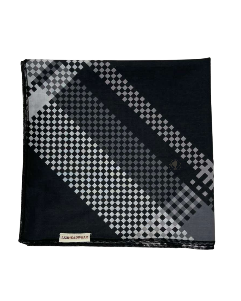 Lizi Headwear IB-S-26613 Black/White Check Plaid Square Scarf Myselflingerie.com