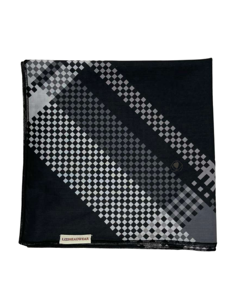 Lizi Headwear IB-S-26613 Black/White Check Plaid Square Scarf Myselflingerie.com