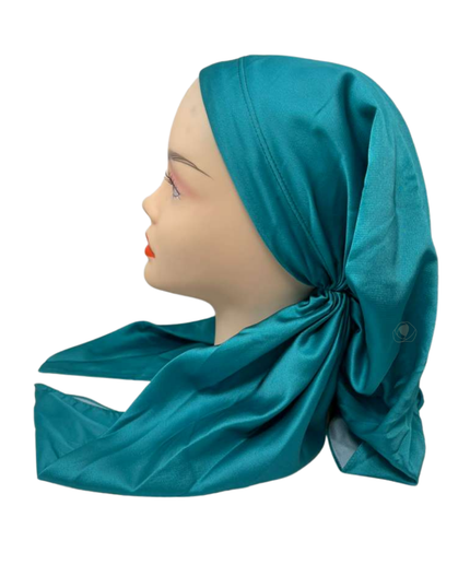 It's Younique OB-CRI-TEA Solid Teal Green Crinkle Pre-Tied Open Back Bandanna with Velvet Grip