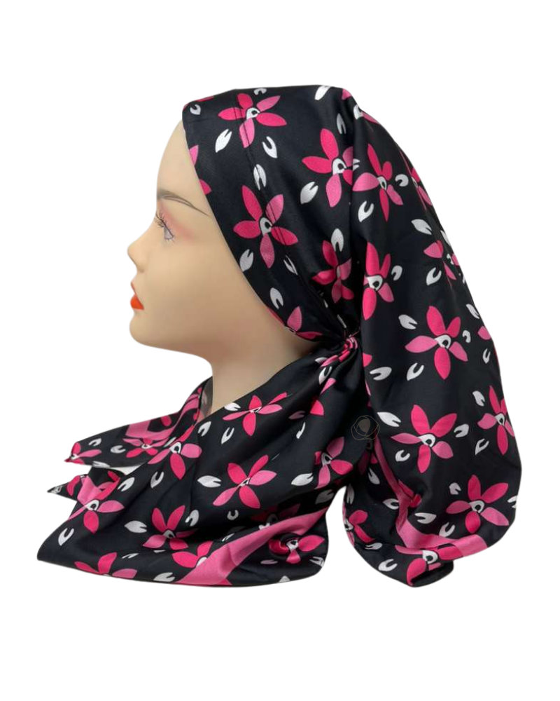 It's Younique OB-PI-DAI Two Tones Pink Daisies Pre-Tied Open Back Bandanna with Velvet Grip