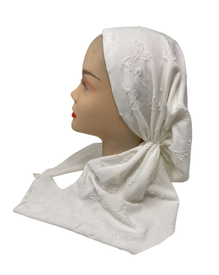 Ahead IT2842 White Aurora Israeli Style Long Tails Pre-Tied Bandanna