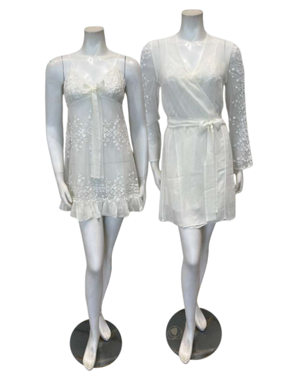 Rya Collection Ivory Tidal Chemise & Wrap Set Myselflingerie.com