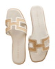 Oasis Society The Ena White H Cutout Raffia Beach Slides Myselflingerie.com