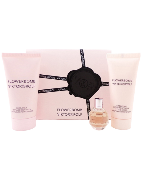 Flowerbomb Viktor & Rolf 3 Piece Mini Perfume & Lotion Gift Set Myselflingerie.com