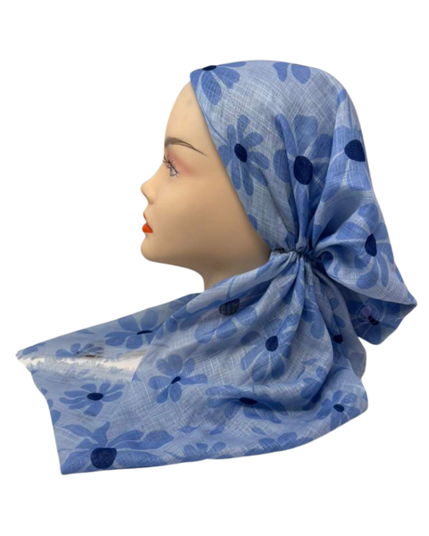 TYED Denim Floral Adjustable Pre-Tied Bandanna with Velvet Grip Myselflingerie.com