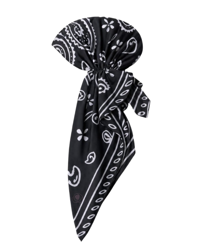 Tie Ur Knot Black Classic Bandanna Style Adjustable Pre-Tied Swim Bandanna