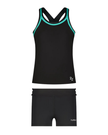 Flamingo 26FL02ZBK/JA Black/Jade 2 Piece Teen's Bathing Suit Tank with Shorts Myselflingerie.com