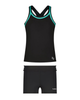 Flamingo 26FL02ZBK/JA Black/Jade 2 Piece Teen's Bathing Suit Tank with Shorts Myselflingerie.com