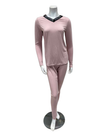 Jackie O'Loungewear VPJ-PNK-W27 Pink V Neck Long Sleeve Modal Pajamas Set