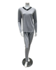 Jackie O'Loungewear Grey V Neck Long Sleeve Modal Pajamas Set Myselflingerie.com