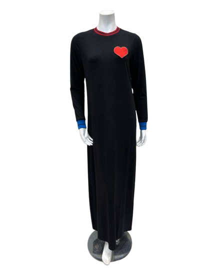 ORD PRO26S624 Black Heart Patches with Colorful Trims Modal Nightgown