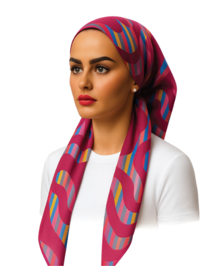 Ahead VT2792 Pink Cherry Color Syntax Versatile Style Long Tails Open Back Pre-Tied Bandanna Myselflingerie.com