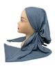 Tal New York Solid Denim Blue Soft Pre-Tied Bandanna with Velvet Grip Myselflingerie.com