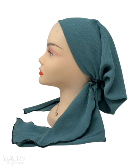 Triple Up BUL1074 Sage Crinkle Unlined Pre-Tied Bandanna