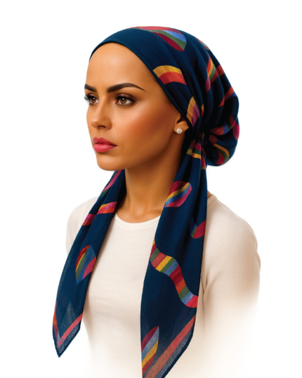 Ahead VT2792 Denim Color Syntax Versatile Style Long Tails Open Back Pre-Tied Bandanna Myselflingerie.com