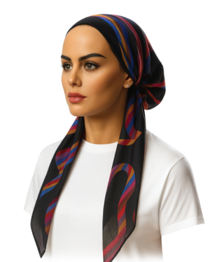 Ahead Black Color Syntax Versatile Style Long Tails Open Back Pre-Tied Bandanna