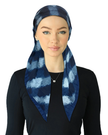 Cherie SPC337A-BL Blue Tones Patchwork Adjustable Closed Back Pre-Tied Bandanna Myselflingerie.com