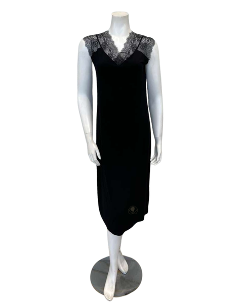 Oh! Zuza 4611 Black Sheer Lace Sleeveless Modal Nightshirt Myselflingerie.com
