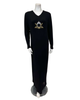 Angelice C-7684 &nbsp;Black with Royal Embroidery V Neck Ribbed Modal Nightgown Myselflingerie.com