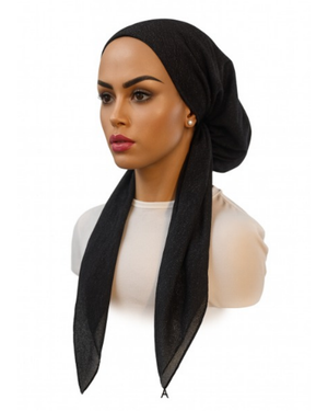 Ahead Black Wovara Solid Classic Fit Pre-Tied Bandanna