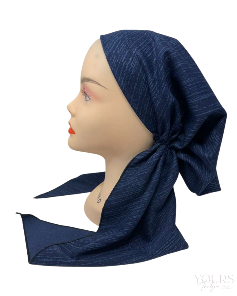 Triple Up BUL998 Navy Strokes Unlined Pre-Tied Bandanna