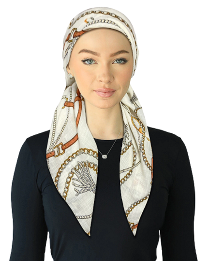 Cherie SPC329A-I Ivory Chains &nbsp;Adjustable Closed Back Pre-Tied Bandanna Myselflingerie.com