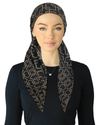 Cherie Black Geo Print Adjustable Closed Back Pre-Tied Bandanna