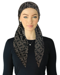 Cherie Black Geo Print Adjustable Closed Back Pre-Tied Bandanna