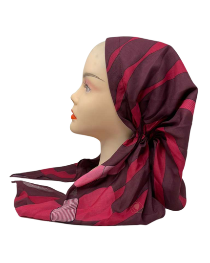 Ahead VT2793 Burgundy Rippleframe Versatile Style Long Tails Open Back Pre-Tied Bandanna Myselflingerie.com