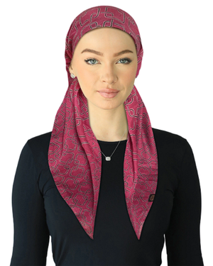 Cherie Berry Geo Print Adjustable Closed Back Pre-Tied Bandanna