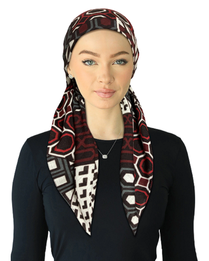 Cherie SP334A-RD Red Geo Mix Adjustable Pre-Tied Open Back Bandanna Myselflingerie.com