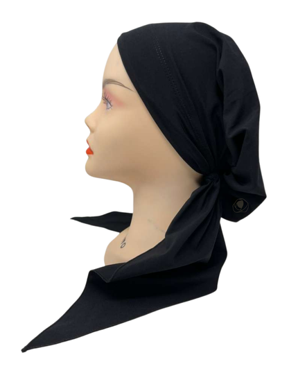 It's Younique PP-SWIM-BK Solid Black Swim Pre-Tied Bandanna with Velvet Grip Myselflingerie.com