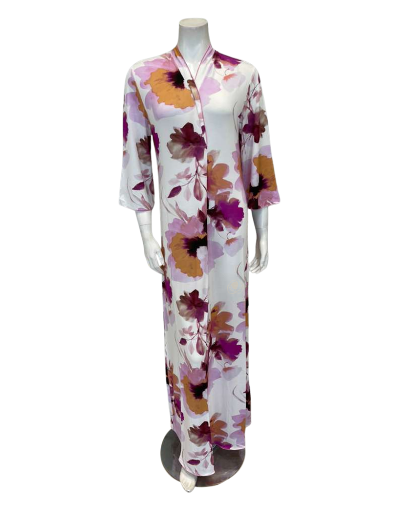 Verdiani 4531 Pink Floral Slight V Pull On Modal Nightgown