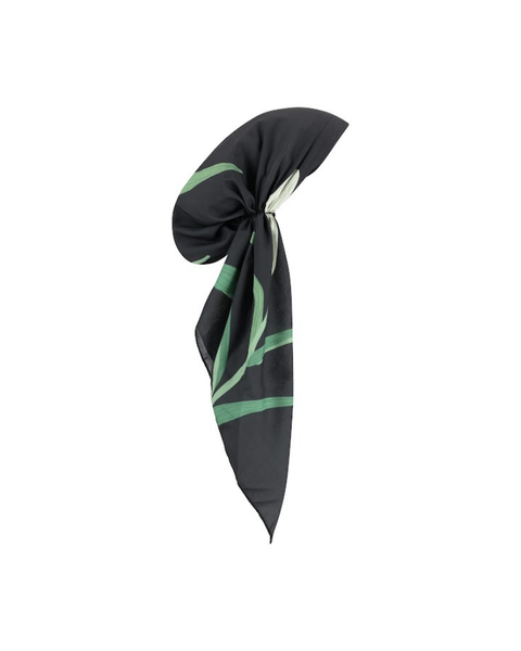 Lizi Headwear Black/Green Soft Bloom Adjustable Pre-Tied Bandanna with Velvet Grip Myselflingerie.com