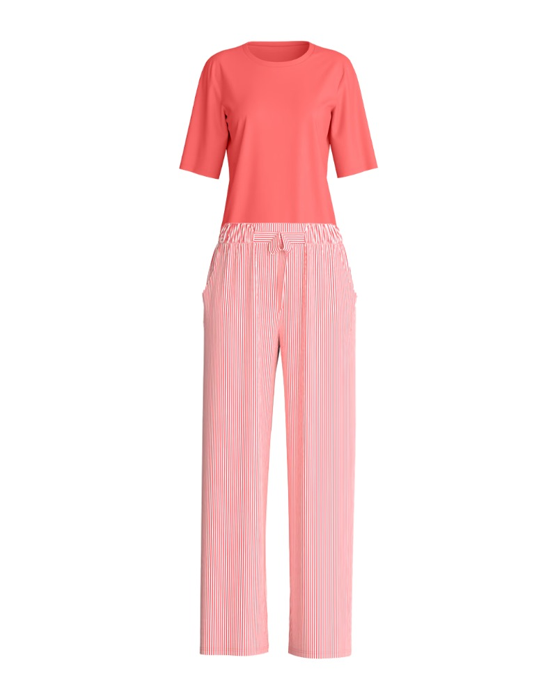 Calida Rose of Sharon Favourites Short Sleeve & Long Pants Cotton Pajamas Set