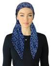 Cherie SPC312A-NY Navy Geo Print Adjustable Closed Back Pre-Tied Bandanna Myselflingerie.com