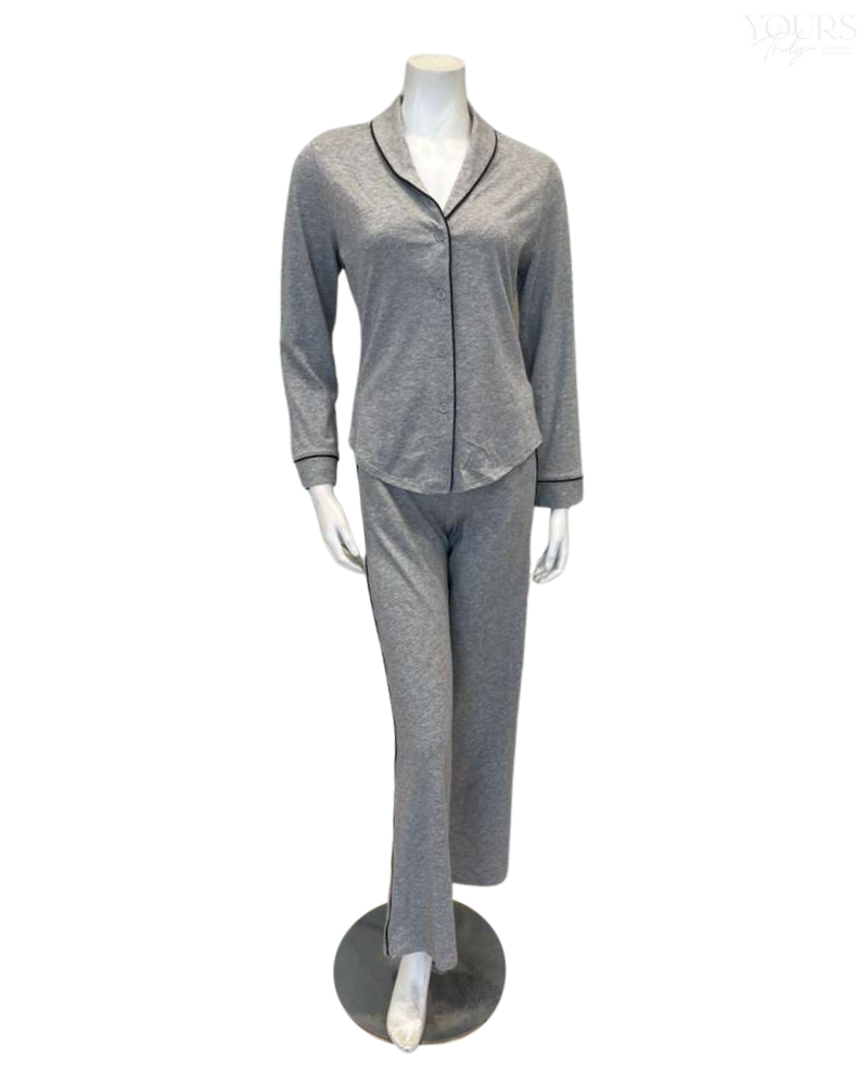 Cosabella PIMAL9648 Heather Grey/Black Pima Lusso Cotton Blend Pajamas Set Myselflingerie.com