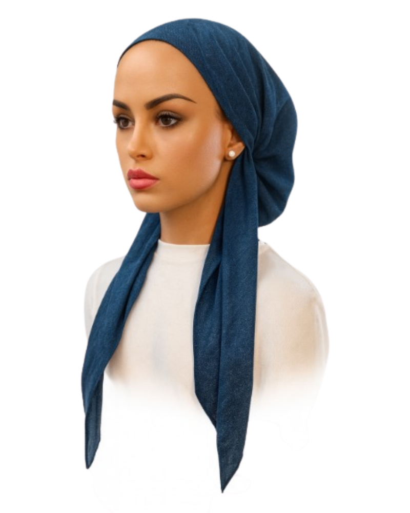 Ahead VT2705 Cobalt Blue Wovara Solid Versatile Style Long Tails Open Back Pre-Tied Bandanna