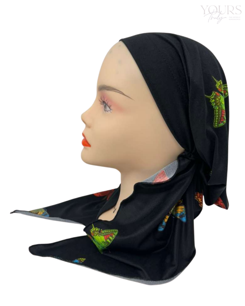 Triple Up BUL1169 Butterfly Print Unlined Pre-Tied Bandanna