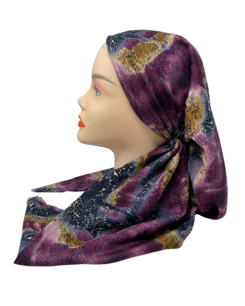 It's Younique OB-ROSE-TIE Rose and Burgundy Tie Dye Pre-Tied Open Back Bandanna with Velvet Grip Myselflingerie.com
