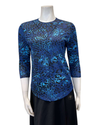 Seashells Navy Leopard Rounded Front V Pintuck 3/4