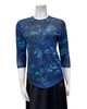 Seashells S7559 Navy Leopard Rounded Front V Pintuck 3/4