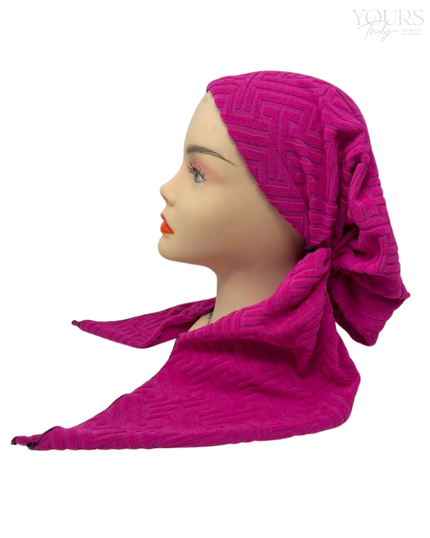 Triple Up BL1161 Hot Pink F Designer Embossed Terry Lined Pre-Tied Bandanna