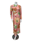 Angelice S7466 Salmon Summer Floral Print Button Down Modal Nightgown