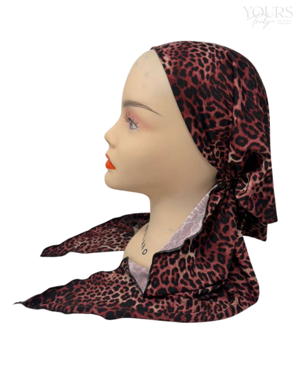 Triple Up BUL1159 Mauve Leopard Spots Unlined Pre-Tied Bandanna