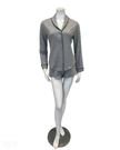 Cosabella PIMAL9563 Heather Grey/Black Pima Lusso Cotton Blend Long Sleeve Shorts Pajamas Set Myselflingerie.com