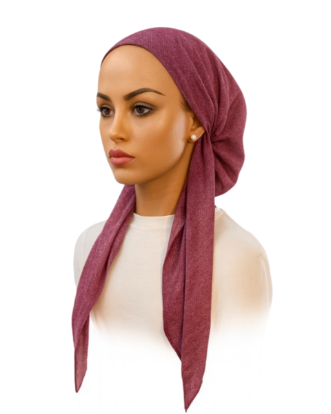 Ahead IT2705 Lavender Wovara Solid Israeli Style Long Tails Pre-Tied Bandanna Myselflingerie.com