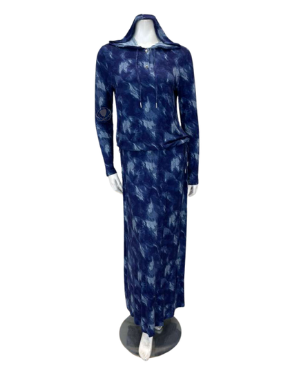 Sparrow Denim Tie Dye Knit Hoodie & Maxi Lounge Set Myselflingerie.com