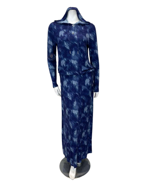 Sparrow Denim Tie Dye Knit Hoodie & Maxi Lounge Set Myselflingerie.com